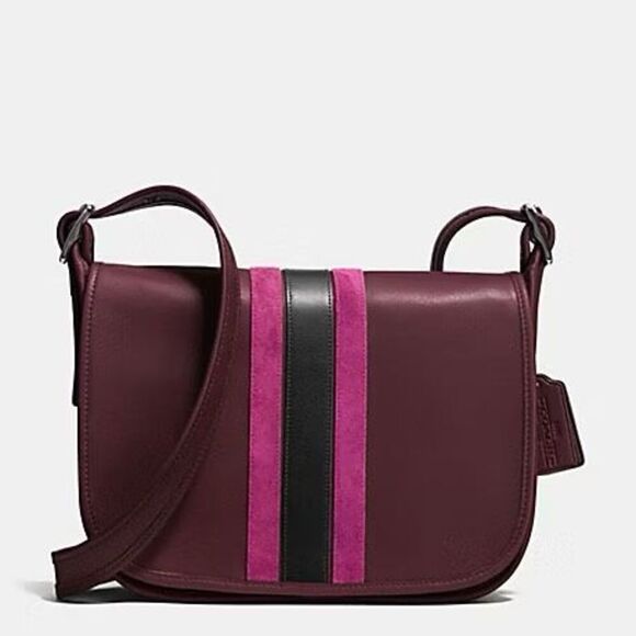 Coach 75th anniversary stripe Patricia leather saddle purse - EUC - Picture 2 of 14